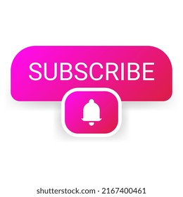 pink button subscribe social media video player channel, icon drawing, vector illustration