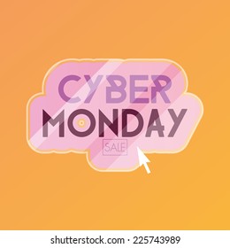 a pink button with text for cyber monday on an orange background