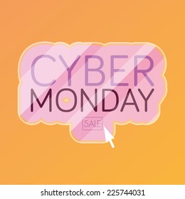 a pink button with text for cyber monday on an orange background