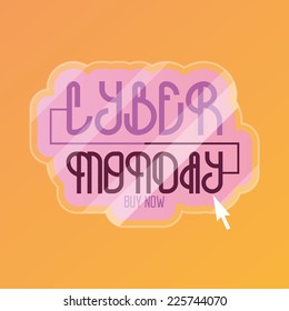 a pink button with text for cyber monday on an orange background