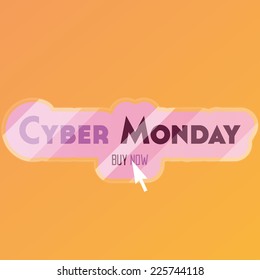 a pink button with text for cyber monday on an orange background