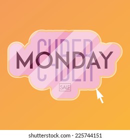 a pink button with text for cyber monday on an orange background