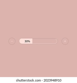 Pink buttons in Neomorphism design style. Set of vector editable neomorphic buttons. Sliders for websites, mobile menus, navigation and apps. Vector illustration.