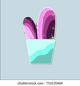 pink cactus in a blue pot