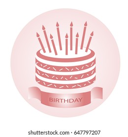 Pink cake. Cake emblem. Vector illustration. 