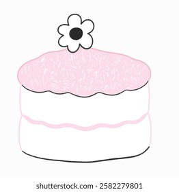 Pink Cake Hand-Drawn for Decorative Designs – Ideal for bakery themes, illustrations, and creative projects