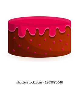 Pink cake icon. Cartoon of pink cake vector icon for web design isolated on white background