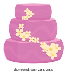 Pink cake icon cartoon vector. Wedding party. Bride groom