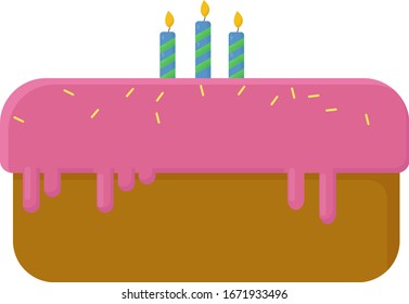 rosafarbener Kuchen, Illustration, Vektorillustration auf weißem Hintergrund.