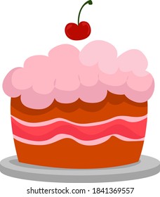 Pink cake, illustration, vector on white background