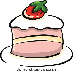 Pink cake, illustration, vector on a white background.