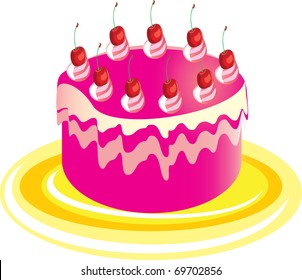 Pink cake isolated