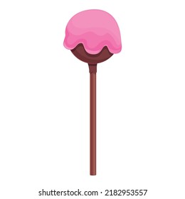 Pink Cake Pop Icon Cartoon Vector. Candy Sugar. Cream Color