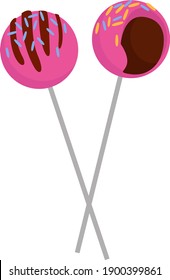 Pink cake pop, illustration, vector on a white background.