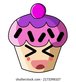 pink cake vector illustration character
