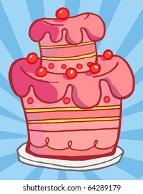 Pink Cake Vector Illustrations