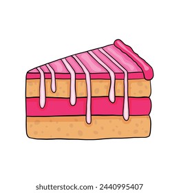 Pink cake Vector. Sweet food. Vector illustration icon can be used for an app, web, or logo, bakery, packing