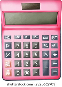 Pink calculator, gray keyboard, empty number field