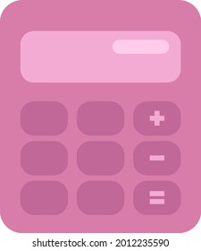 Calculadora rosa, ilustración, vector sobre fondo blanco.