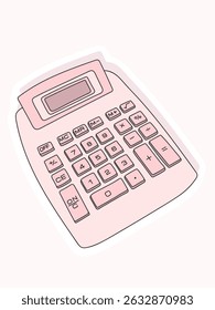 Pink calculator on pink background vector illustration