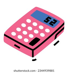 Pink Calculator as School Item for Basic Calculations Vector Illustration