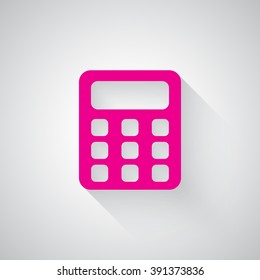 Pink Calculator web icon on light grey background