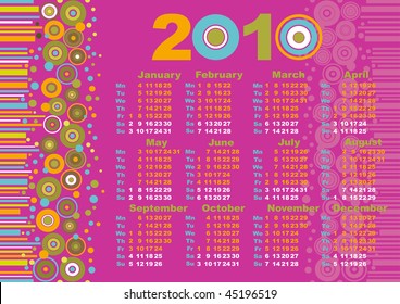 Pink calendar 2010