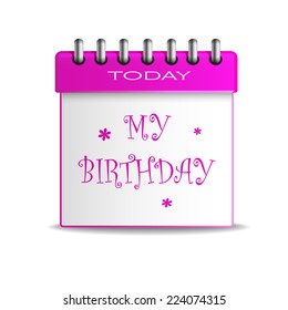 pink calendar, Today My Birthday
