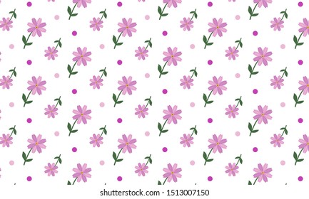Pink Calendula Flower with Dots Pattern Background