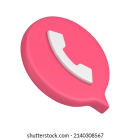 Pink call center quick tips mobile phone laptop interface button isometric 3d icon realistic vector illustration. Customer support hotline helpline telephone communication internet notification