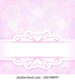 Pink calligraphic frame Template for greeting card or invitation