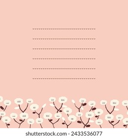 pink camellia flower line frame