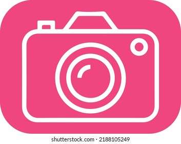 Pink camera icon, technology icon vector