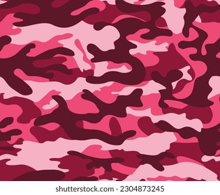 
Pink camouflage background, seamless print for girls, urban pattern for printing clothes, paper, fabric.