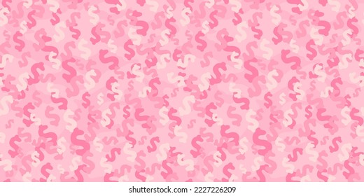 Pink camouflage military pattern with dollar sign. Vector camouflage pattern for clothing design.
