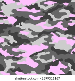 Pink camouflage military pattern. Camouflage texture seamless pattern. Vector camouflage for trendy design.