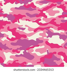 Pink camouflage military pattern. Vector camouflage pattern for trendy clothing design.	
