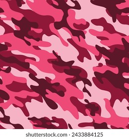 
Pink camouflage pattern repeat background vector texture, print for girls