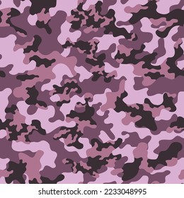 Pink camouflage pattern, vector print for girls, seamless background