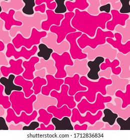 Diseño transparente de camuflaje rosa. Mancha de mancha de perro. Tapa de camuflaje para ropa militar, textil, tela de fábrica, embalaje, fondos, aplicaciones, texturas. Imagen vectorial de material rosa.