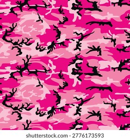 Pink camouflage seamless pattern for textile print for fabric and wallpaper, trendy girly camo design for clothing, accessories, and streetwear fashion