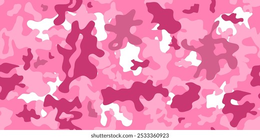 Pink camouflage vector pattern. Quirky design fashion print - seamless texture.