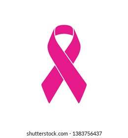 Pink cancer ribbon on a white background. Vector illustration