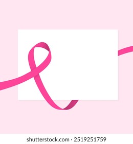 Pink cancer ribbon with white paper or card
Breast cancer awareness design or 
illustration