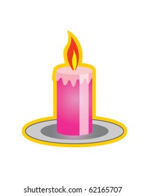 pink candle on a plate vector