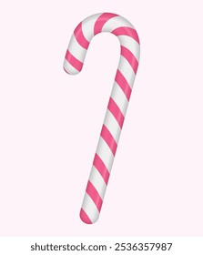 Pink Candy Cane. Pink Christmas candy cane isolated on background. Pink Candy Cane vector illustration.	