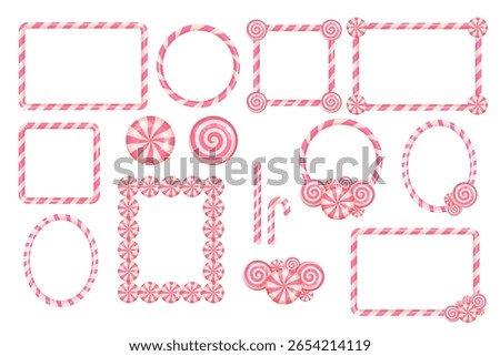 Pink candy cane frame collection with peppermint details for Christmas projects