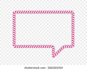 Pink candy cane frame shaped as speech bubble, vector eps10 illustration
