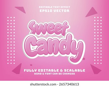 pink candy for children. cartoon text effect