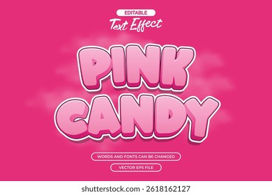 Pink candy editable text effect with pink text and cloud background